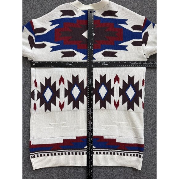 NWT Lucky Brand Aztec Cardigan Sweater Tofu Medium Southwestern $149.50 New - Picture 11 of 12